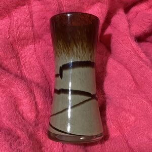 Elegant Brown & Tan Glass Vase Simple Design with Bold Colors 6" Tall